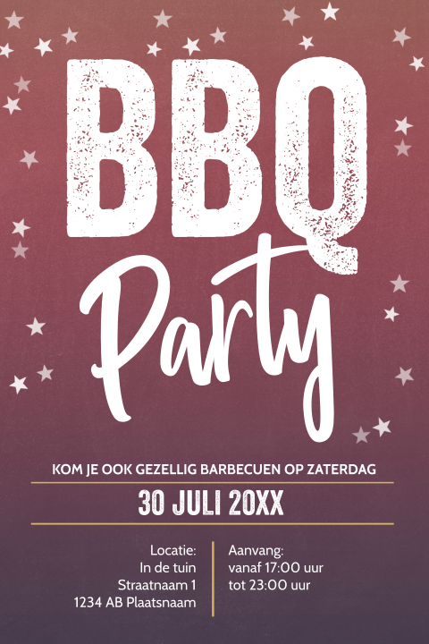 BBQ party uitnodiging feest sterren