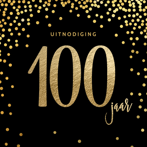 Elegante 100 jaar verjaardagsuitnodiging zwart goud