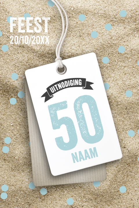 Feest uitnodiging 50 jaar label zand