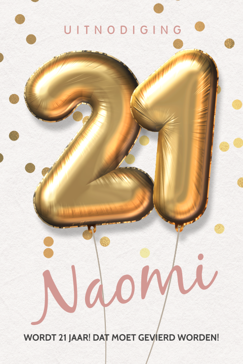 Feestelijke verjaardag uitnodiging 21 jaar gouden ballonnen