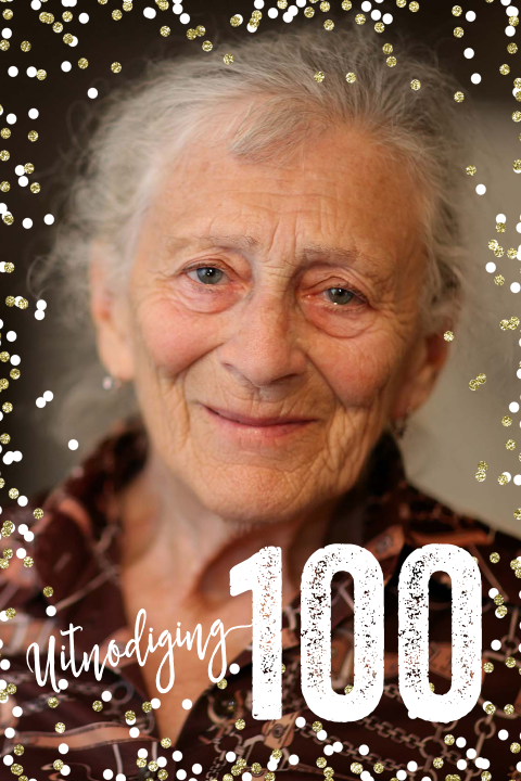 Fotokaart uitnodiging verjaardag 100 jaar met eigen foto