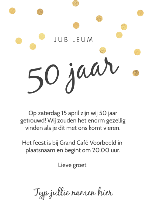 mooi Kolonisten Tijdig Gouden ballonen uitnodiging 50 jaar getrouwd