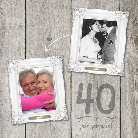Jubileumkaart 40 jaar huwelijk uitnodiging steigerhout