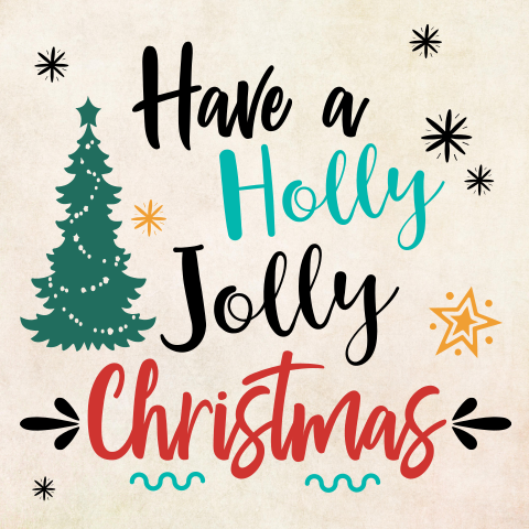 Kerstkaart retro Holly Jolly Christmas
