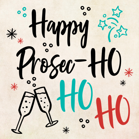 Komische kerstkaart Happy HO HO HO Prosecco