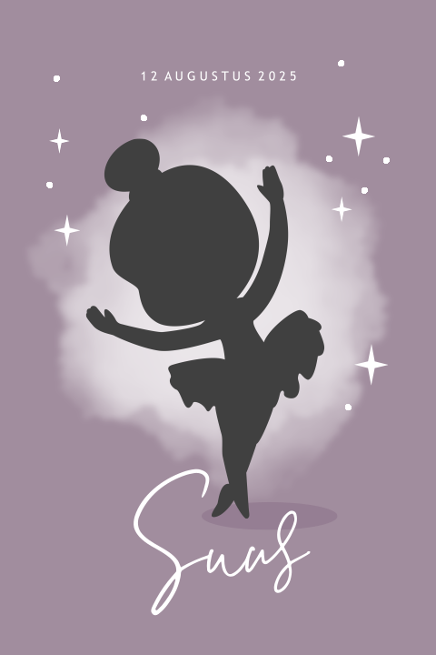 Lief geboortekaartje met silhouet van een ballerina meisje