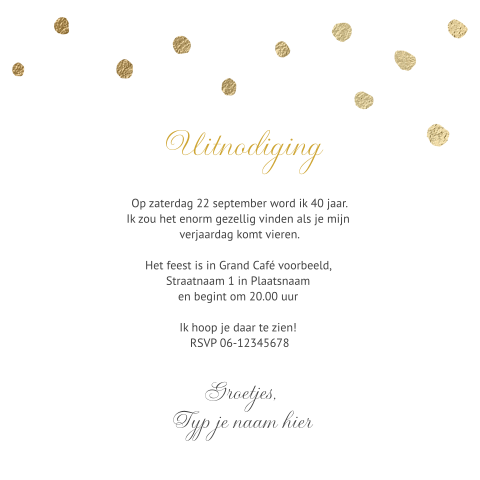Luxe Uitnodiging Verjaardag 40 Jaar