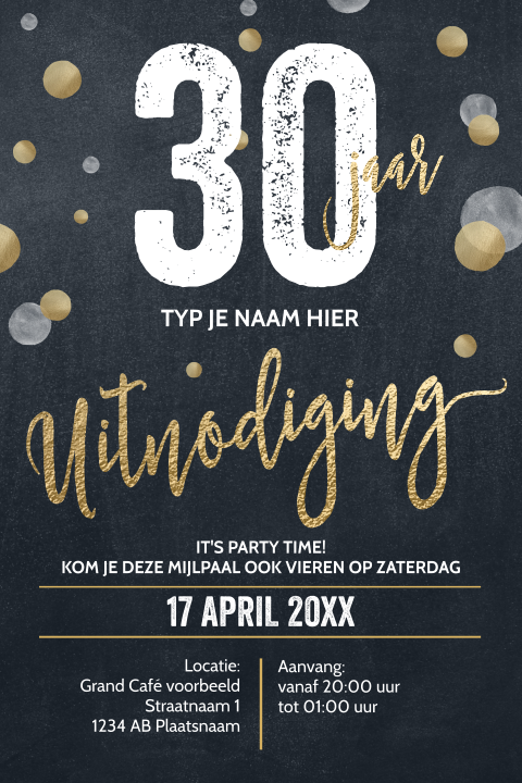 Luxe verjaardag uitnodiging voor 30 jaar typografie