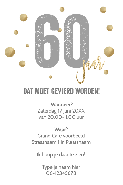 Luxe verjaardag uitnodiging voor 60 jaar typografie