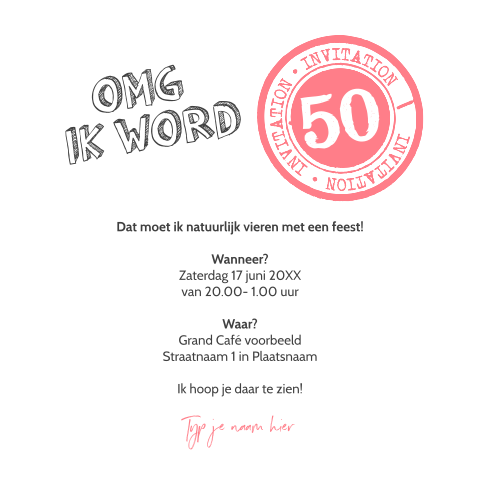 OMG 50 grappige uitnodiging