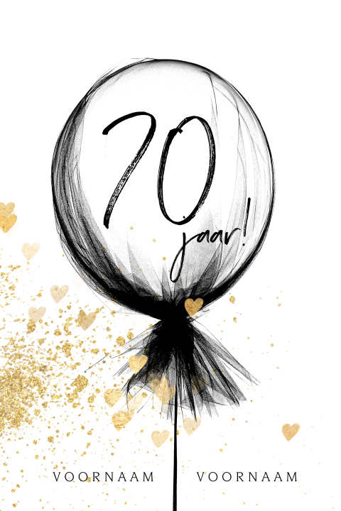 Stijlvolle 70 jaar jubileum uitnodiging ballon
