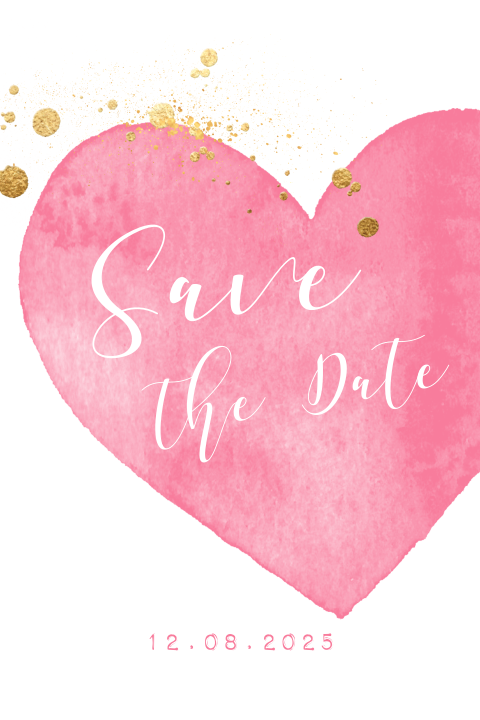 Stijlvolle save the date bruiloft roze aquarel hart