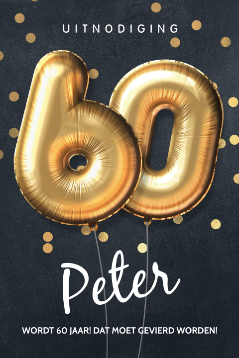 Stijlvolle uitnodiging 60 jaar ballonnen