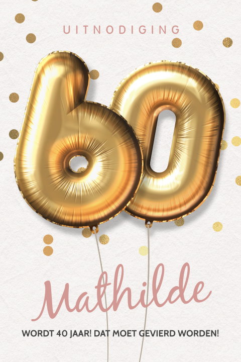 Stijlvolle uitnodiging 60ste verjaardag ballonnen