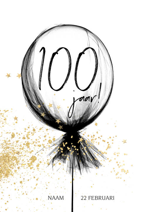 Trendy Verjaardag uitnodigingskaart 100 jaar ballon