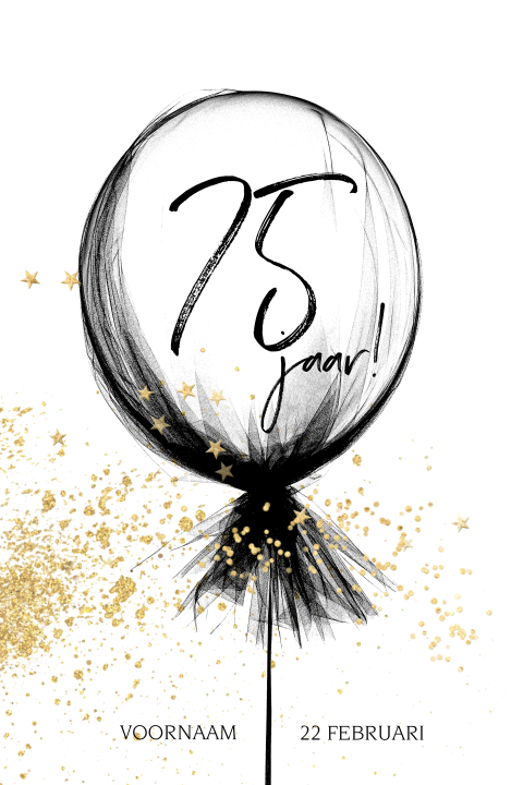 Trendy Verjaardag uitnodigingskaart 75 jaar ballon