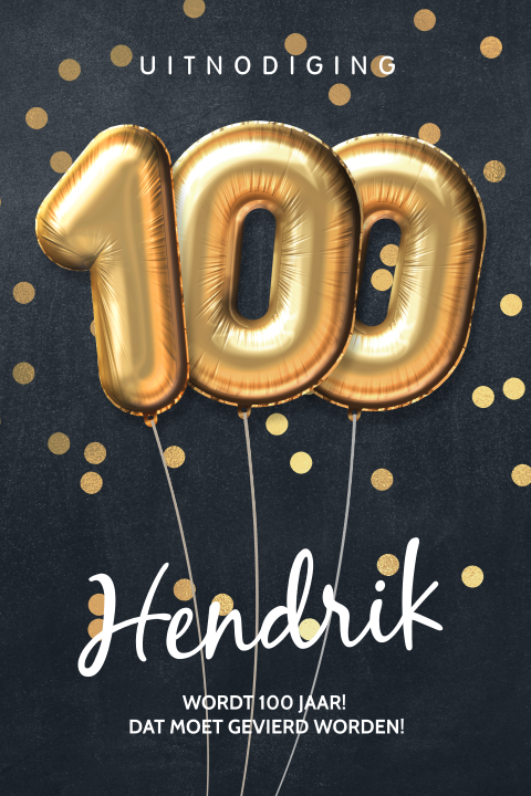 Uitnodiging 100ste verjaardag cijfer ballonnen