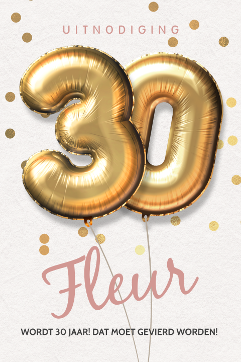 Uitnodiging 30ste verjaardag cijfer ballonnen