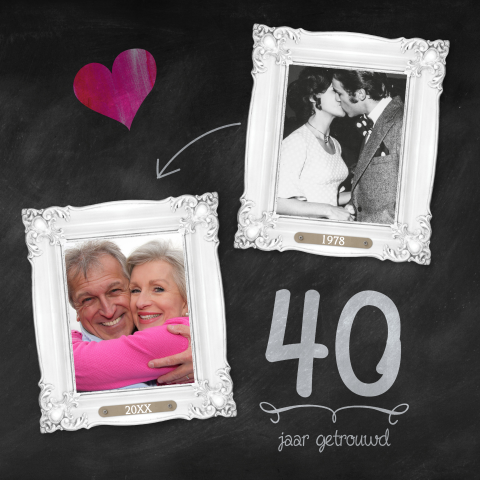 Uitnodiging jubileum 40 jaar huwelijk krijtbord