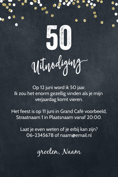 Uitnodiging verjaardag 50 fotokaart met foto