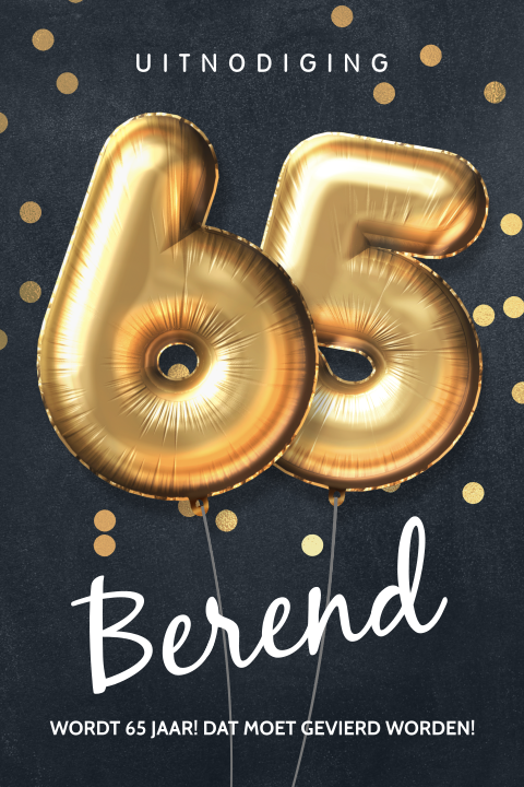 Uitnodiging verjaardag 65 jaar ballonnen