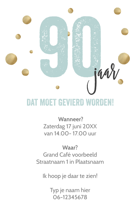 selecteer Onmogelijk aftrekken Verjaardag 90 jaar uitnodiging hout typografie