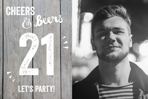 Verjaardagsuitnodiging 21 jaar foto cheers beers