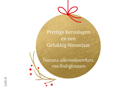Zakelijke kerstkaart met logo en foto in kerstballen
