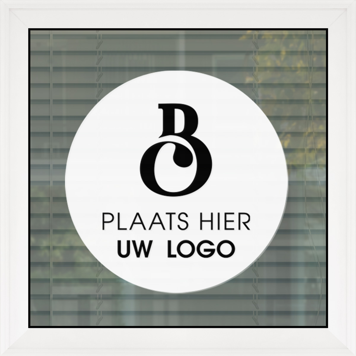 Raamsticker met logo cirkel  Ø 60 cm zelf ontwerpen