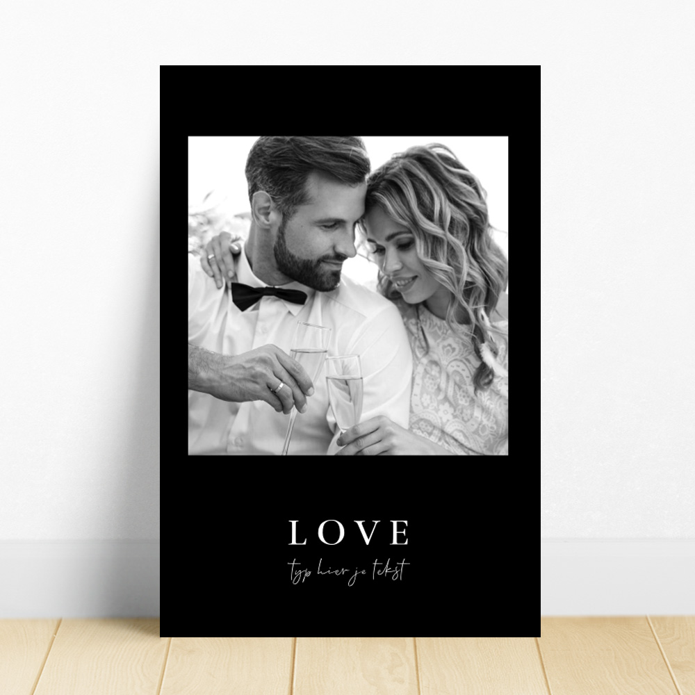Zwart wit foto poster trouwerij bruiloft huwelijk