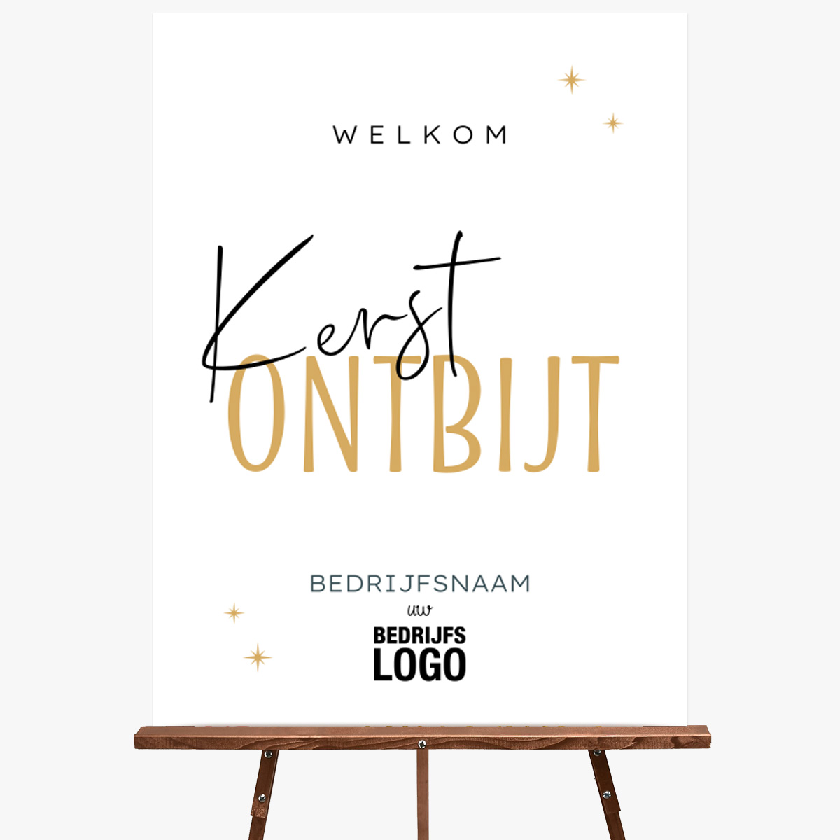 Kerstontbijt Welkomstbord met logo minimalistisch wit 60x80 cm