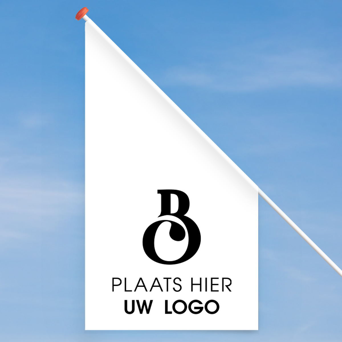 Vlag met eigen logo ontwerp bedrukken Kioskvlag 60x60x120 cm