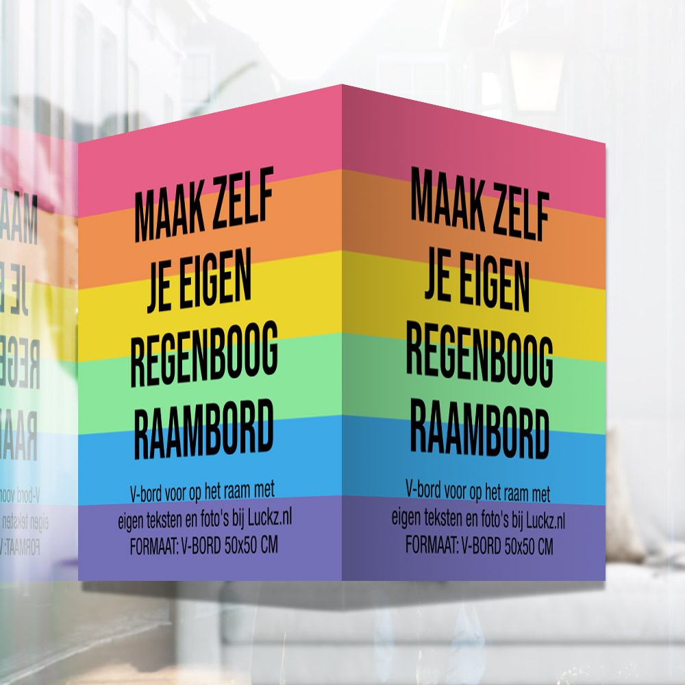 Regenboog raambord zelf ontwerpen en bedrukken 50x50 cm