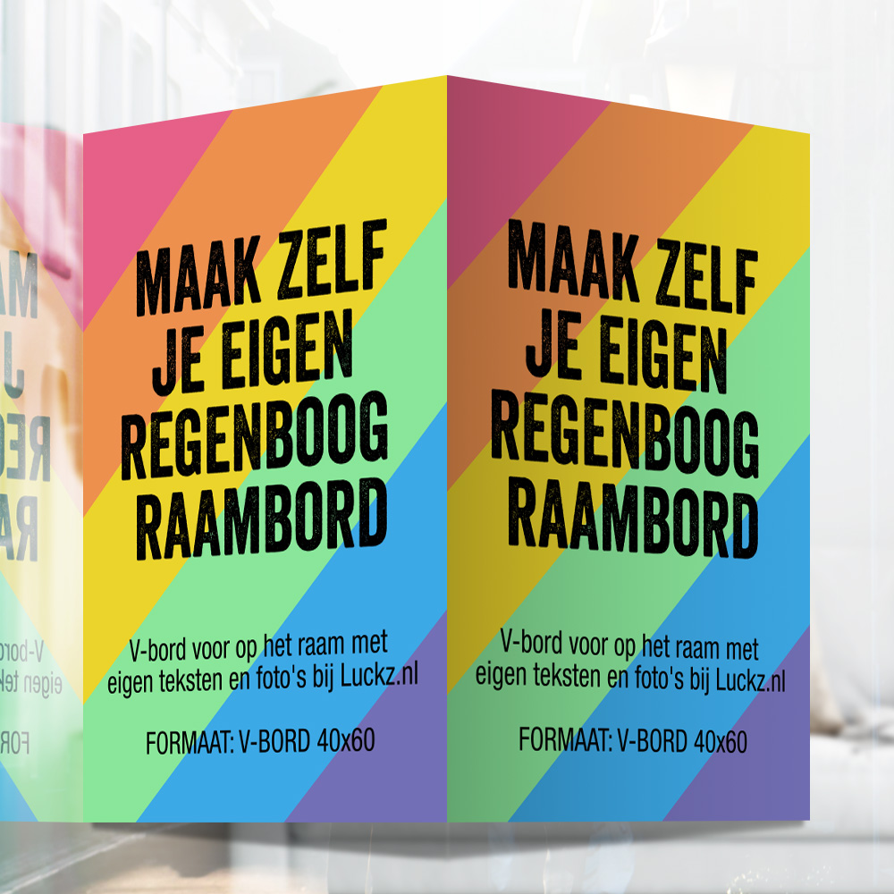 Raambord regenboog kleuren zelf maken v-bord 40x60 cm