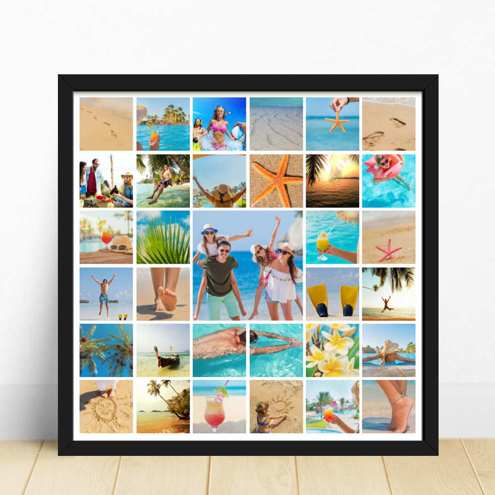 Poster zelf maken met 33 vierkante vakantie fotos