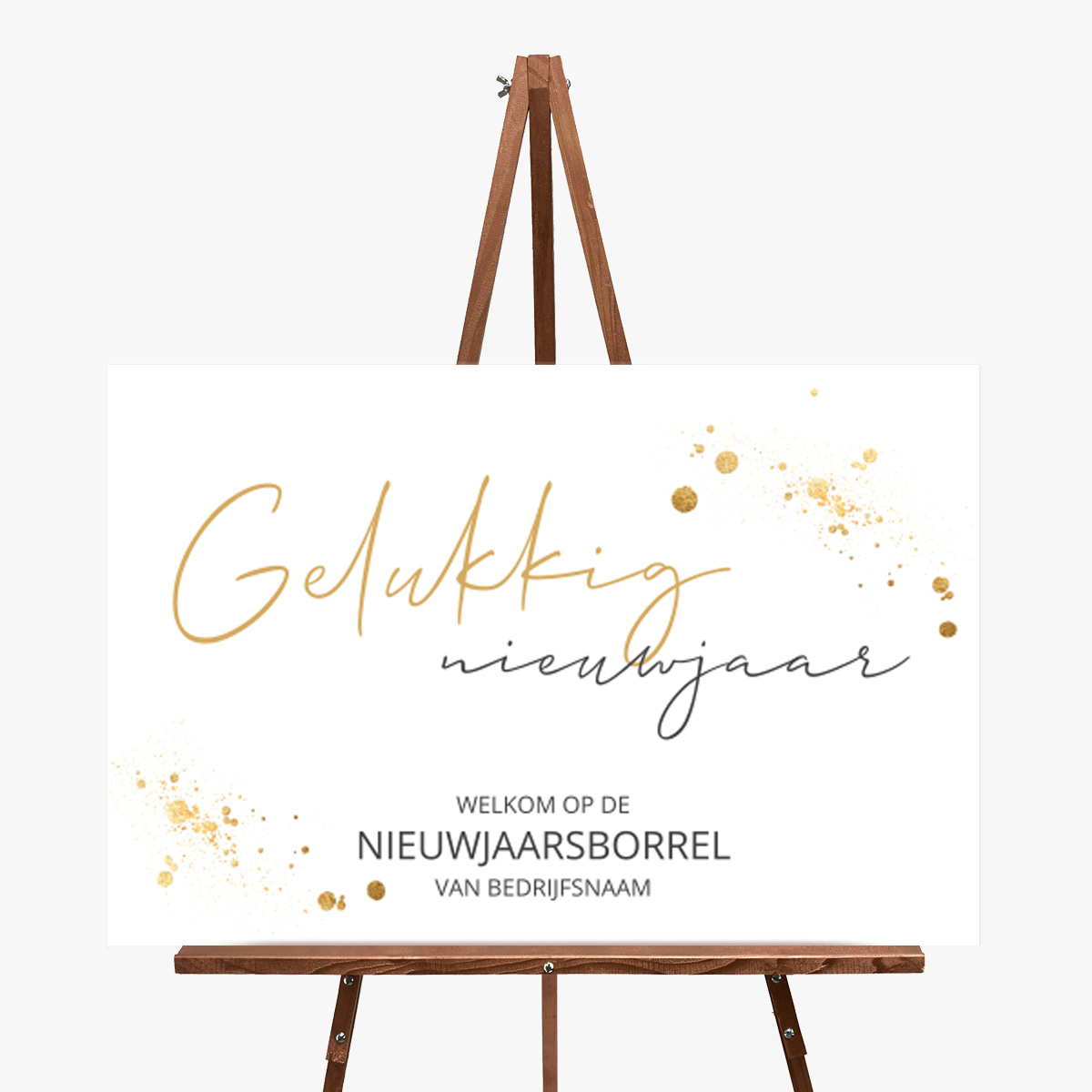 Nieuwjaarsborrel Welkomstbord minimalistisch wit goud 60x40 cm
