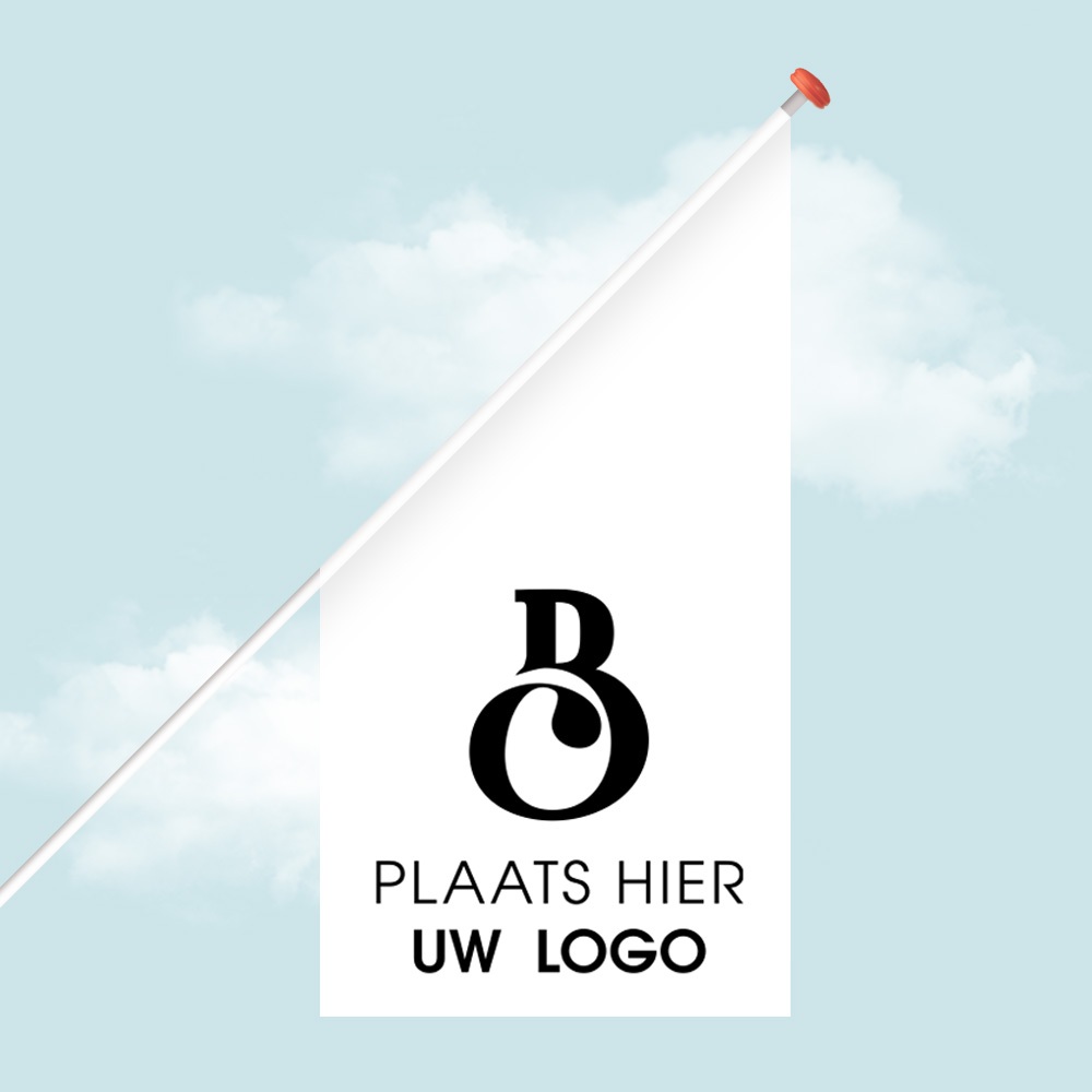 Vlag met eigen logo ontwerp bedrukken Kioskvlag 60x60x120 cm groot