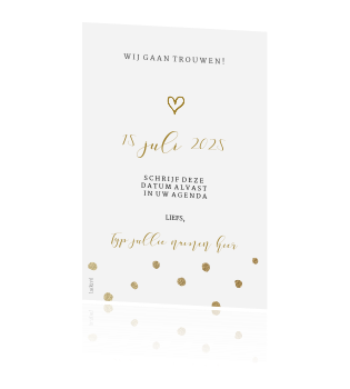 Chique Save The Date Kaart Gouden Confetti