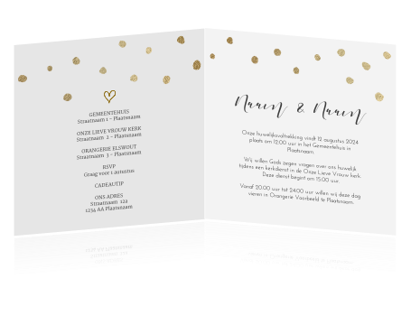 Chique Trouwkaart Gouden Confetti