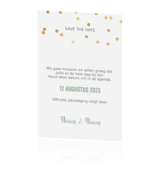 Save The Date Kaart Groen Confetti