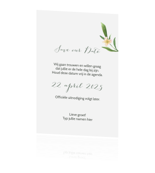 Stijlvolle Save The Date Kaart Botanisch