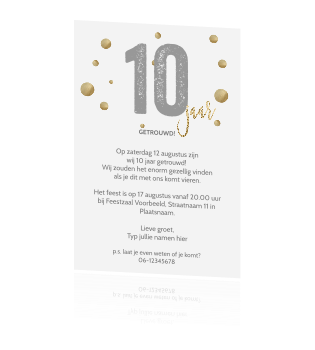 Verbazingwekkend Uitnodigingskaart 10 jaar huwelijk WB-58