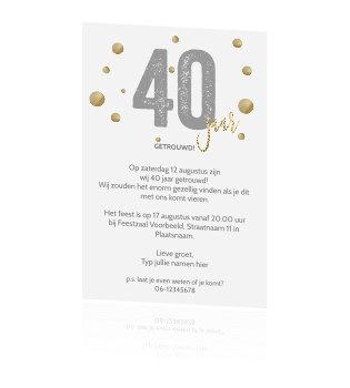Spiksplinternieuw Uitnodigingskaart 40 jaar huwelijk AL-22