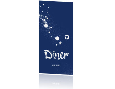 Menukaart Bruiloft Donker Blauw Spetters