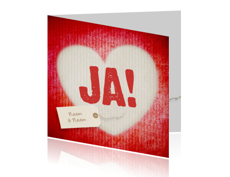 Uitnodiging Bruiloft Kaart Hartje Ja